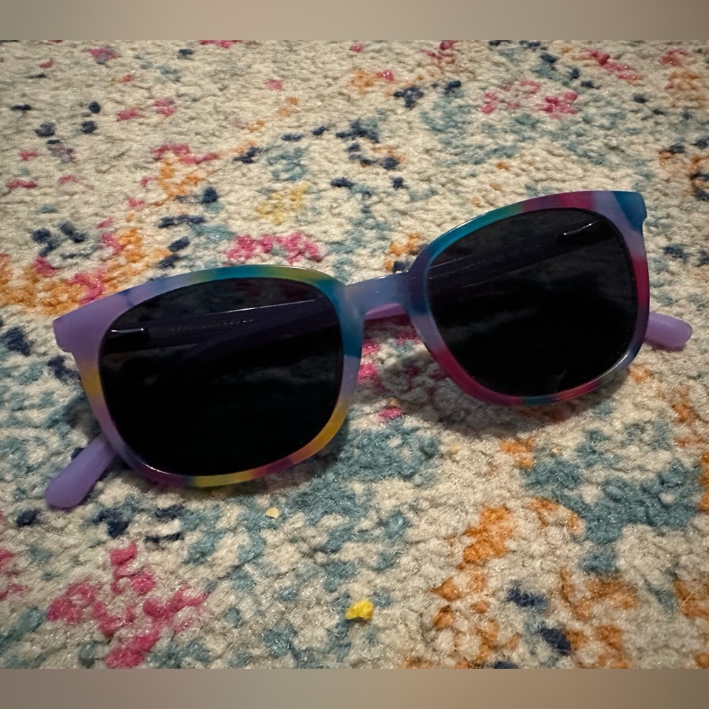 ZEELOOL rainbow sunglasses with purple arms, narrow fit sunglasses